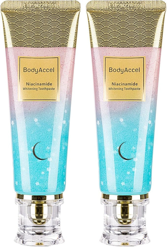 BodyAccel Niacinamide Whitening Toothpaste – Natural Brightening & Fresh Breath (2-Pack)